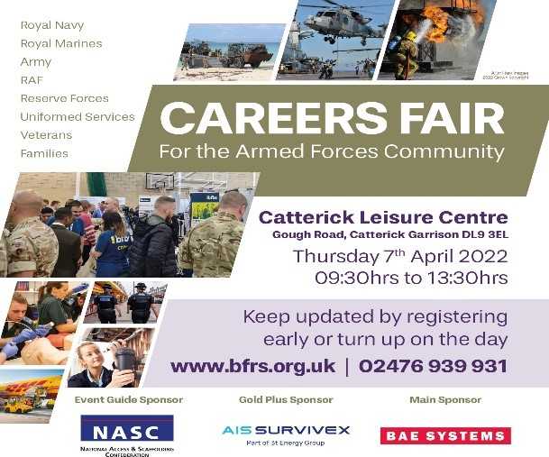 Catterick Leisure Centre Careers Fair Thursday 7th April 2022, 09:30hrs to 13:30hrs